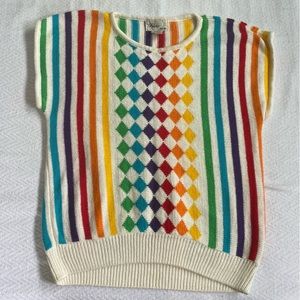 Adorable Vintage Rainbow Large Sweater Vest 🌈 LGBTQ Pride Unisex EUC